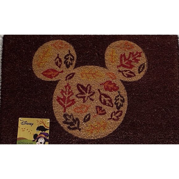 Disney Mickey Mouse Coir Door Mat Rug 18 X 28” Fall Leaves Autumn Outdoor NEW - Picture 1 of 10
